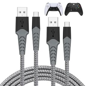 PS5 Charger 6.6 Ft 2Pack, PS5 Controller Charger for PlayStation 5 Controller Nylon Braided A to USB C Cable PS5 Controller Charging Cable for Xbox Series X Controller iPhone 16 15