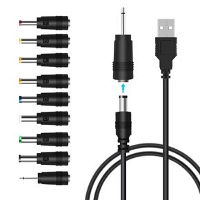 LANMU DC 5V Power Cord, USB to 5V DC Power Cable Charging Cord with 9 Adapters (6.4 * 4.4mm, 6.3 * 3.0mm, 5.5 * 2.5mm, 5.5 * 2.1mm, 5.5 * 1.7 mm, 4.8 * 1.7 mm, 4.0 * 1.7 mm, 3.5 * 1.35 mm, 2.5mm)