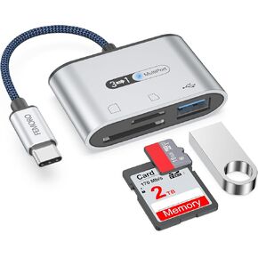 SD Card Reader for Android Phone iPhone 15, USB C 3-in-1 Memory Card Adapter 5Gbps Data Trandfer Speed 2TB Capacity for Type C Devices