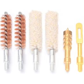 Universal Gun Rifle Pistol Cleaning Kit 6-Pack Gun Cleaning Supplies with Gun Jags, Brass Cotton Gun Cleaning Bore Brushes, Solid Brass Patch Holder