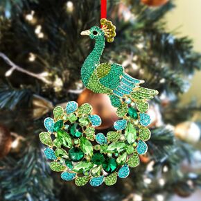 SICOHOME Metal Peacock Christmas Ornaments Teal Peacock Hanging Christmas Ornaments Peacock Ornaments for Christmas Tree Peacock Decorations Peacock Keepsake Ornaments Peacock Gifts for Women Girls