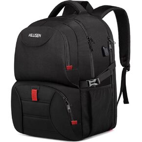 HILUSEN Extra Large Backpack for Men 50L, Insulated Cooler Lunch Box Backpack, Water Resistant 17inch Travel Laptop Work Bookbag with USB Charging Port,Black