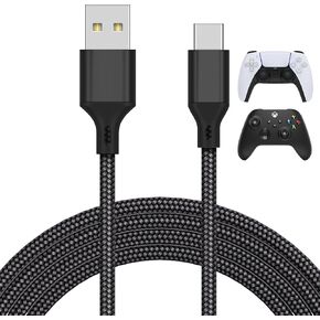 كابل شحن شاحن بطول 16.4 قدم لوحدة تحكم PS5/ PS5 Pro/Xbox Series X/S/لجهاز Switch Pro، سلك شحن USB بديل ملحقات منافذ نوع C مضفرة من النايلون لجهاز PS5/لسلسلة Xbox X، أزرق