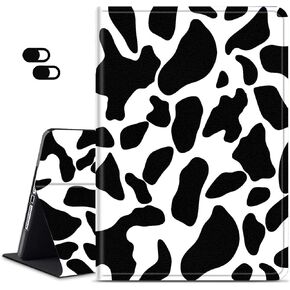 Case for iPad 10.2 Tablet, iPad 9th Generation Case 2021/iPad 8th Generation Case 2020/ iPad 7th Generation Case 2019, Dikoer Slim Adjustable Stand Back Shell Protection Smart Cover, Cow Print
