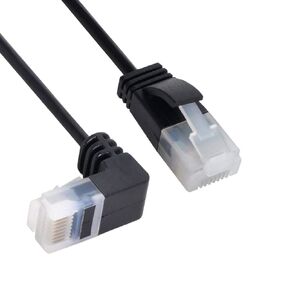 xiwai Ultra Slim Cat6 Ethernet Cable RJ45 Up Angled to Straight UTP Network Cable Patch Cord 90 Degree Cat6a LAN for Laptop Router TV Box (1.0m)