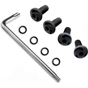 Guuun CZ Grip Screws, 4 O Rings, T10 Torx Key, 4 Stainless Steel Screws Fancy CZ Screws Black