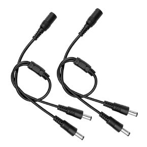 2 Pack 1 to 4 Way DC Power Splitter Cable, 1 Female to 4 Male DC Black Power Output Y Adapter Cable Cord with Barrel Plug 5.5mm*2.1mm for CCTV Cameras, LED Light Strip, Router and More