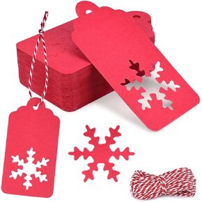 Koogel Christmas Hollow-Out Gift Tags,140 pcs Kraft Paper Tags,Kraft Paper Christmas Gift Tags with 7 Different Designs Christmas Tags for Christmas DIY Craft Presents Party Hanging Decorations