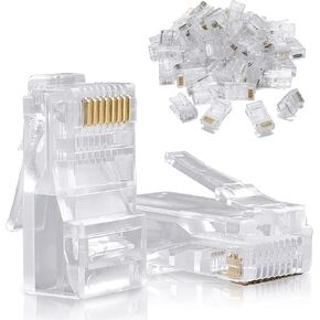 Cmple - Cat5e Connectors RJ45 Modular Pugs Crimp for Solid and Standard Network Ethernet Cable 8P8C LAN - 100 Pack