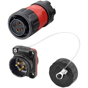 CNLINKO 4 Pin Power Industrial Circular Connector, Female Plug & Male Panel Mount Receptacles Socket Jack, Outdoor Waterproof IP67, AC DC