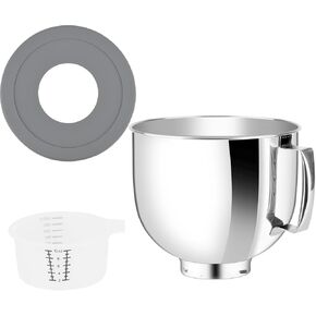 5 Quart Stainless Steel Mixer Bowl with Lid Compatible with Kitchenaid Artisan&Classic Series 4.5-5QT Tilt-Head Mixer,Mixer Bowl Cover to Prevent Spilling of Ingredients