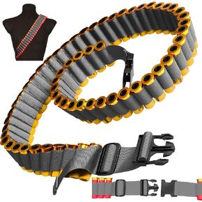 12/20 Gauge 60 Rounds Shotgun Shell Bandolier, Adjustable 12GA Shell Holder Belt with Quick Release Buckle,Shotshell Shoulder Carrier for Hunting