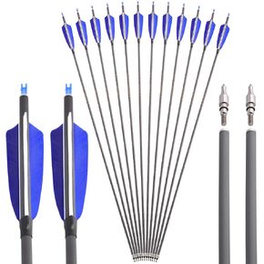 SHARROW 33 inch Carbon Arrows 400 Spine Hunting Arrows with Feather Fletching Targeting Arrows for Archery Compound & Recurve & Traditional Bow Hunting Practice Shooting 6/12pcs