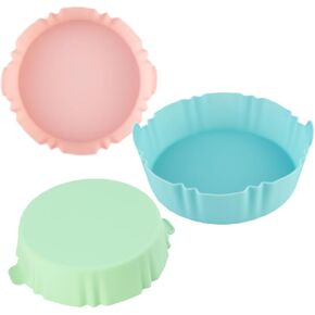 silicone air fryer liners, 6.3 inches, pink green and blue