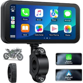 LAMTTO Motorcycle Carplay Screen, Wireless Apple CarPlay & Android Auto with Design Mount 6.25" Waterproof Touchscreen Supports GPS Navigation/Bluetooth Transmission/Voice Assistant