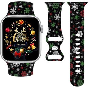 أشرطة ساعات عيد الميلاد المتوافقة مع ساعات Apple Watch 38 مم 40 مم 41 مم 42 مم 44 مم 45 مم، أساور بديلة لعيد الميلاد من السيليكون لعيد الميلاد متوافقة مع جميع سلاسل iWatch in Kuwait