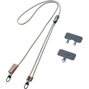 Elecom P-STSDH2ROV Smartphone Shoulder Smartphone Strap, Casual, Nylon, Round Strap, Strap Seat (1 & 2 Openings) Included, Adjustable Length, Just Clip In Your Favorite Smartphone Case, Compatible