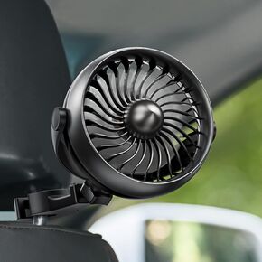 Portable Car Fan for Baby, Battery Operated Vehicle Cooling Fans, 4 Speeds, Clip on Electric Automobile Fan for Rear&Back Seat, Rechargeable USB Fan, Low Noise, Easy to Installation, 360° Rotation