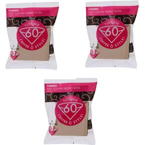 Hario 01 100-Count Coffee Natural Paper Filters, 3-Pack Set (Total of 300 Sheets) (Japan import) by Hario