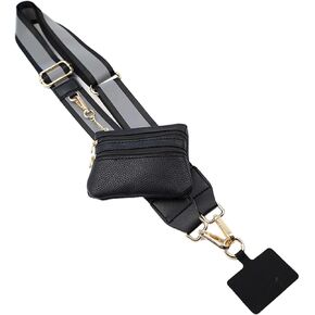 مشبك عاكس وحزام هاتف مع محفظة بسحاب وسوار معصم للهاتف على الجسم، حزام هاتف مع حامل للبطاقات، حزام كروس للهاتف قابل للتعديل، بني عاكس in Kuwait