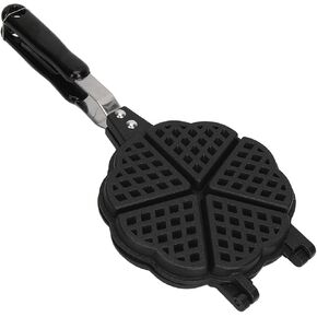 Waffle Maker Pan, 5.9in Aluminum Alloy Nonstick Heart Shaped Waffle Maker Portable Stove Top Camping Waffle Maker Pan for Breakfast Waffles Sandwich