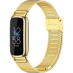 MIJOBS Metal Band Compatible with Fitbit Luxe, Stainless Steel Adjustable Waterproof Wristband Strap Replacement for Fitbit Luxe Fitness and Wellness Tracker