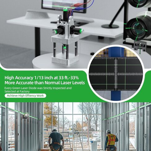 Laser Level Rechargeable, Huepar Pro Self Leveling Green Cross Line Laser Level Tool with Pulse Mode for Outdoor, Switchable Lines, 360° Magnetic Bracket, for DIY, Construction, Floor Tiles&Decoration in Saudi Arabia