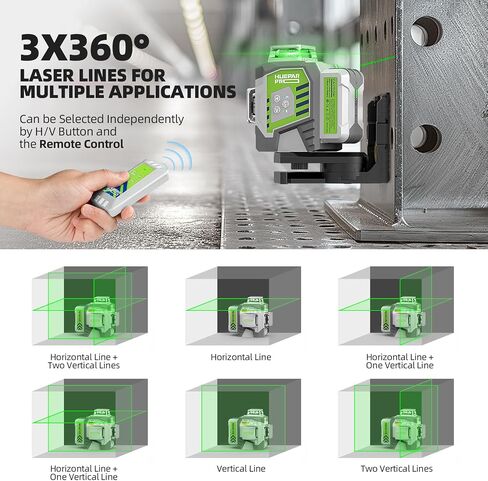 Laser Level Rechargeable, Huepar Pro Self Leveling Green Cross Line Laser Level Tool with Pulse Mode for Outdoor, Switchable Lines, 360° Magnetic Bracket, for DIY, Construction, Floor Tiles&Decoration in Saudi Arabia