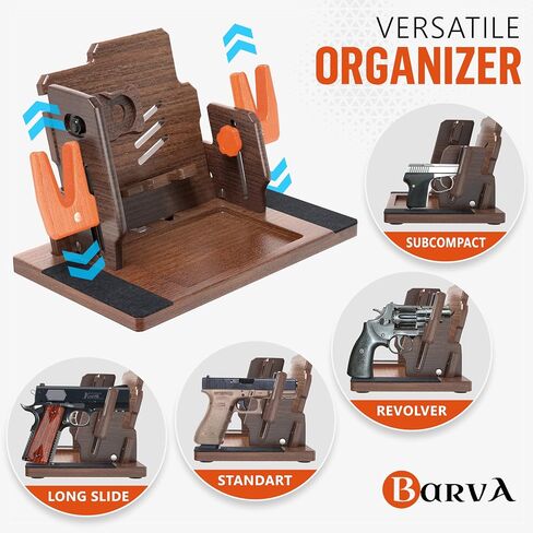 BarvA 2 Adaptive Wood Gun Racks Phone Docking Charging Station Gifts for Men Dad Birthday Ideas Nightstand Organizer Charging Dock Watch Charging Stand Wallet Key Gadget Device Bedroom Bedside Holder in Saudi Arabia