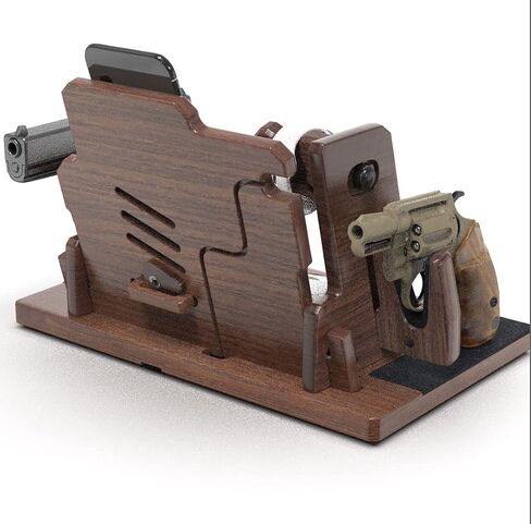 BarvA 2 Adaptive Wood Gun Racks Phone Docking Charging Station Gifts for Men Dad Birthday Ideas Nightstand Organizer Charging Dock Watch Charging Stand Wallet Key Gadget Device Bedroom Bedside Holder in Saudi Arabia