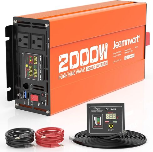 1000W/2000W(Peak) Power Inverter DC 12V to 110V AC with LCD Display, Remote Control, 2 AC Outlets, Fast Charging USB Charger, Car Pure Sine Wave Inverter for Car Home Laptop Truck in Saudi Arabia