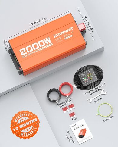 1000W/2000W(Peak) Power Inverter DC 12V to 110V AC with LCD Display, Remote Control, 2 AC Outlets, Fast Charging USB Charger, Car Pure Sine Wave Inverter for Car Home Laptop Truck in Saudi Arabia