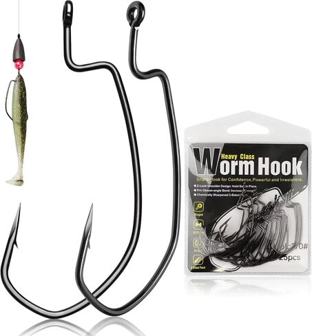 Dovesun EWG Offset Worm Hooks for Bass Fishing 100PCS/50PCS Texas Rig Hooks for Freshwater Saltwater 1# 1/0 2/0 3/0 4/0 in Kuwait