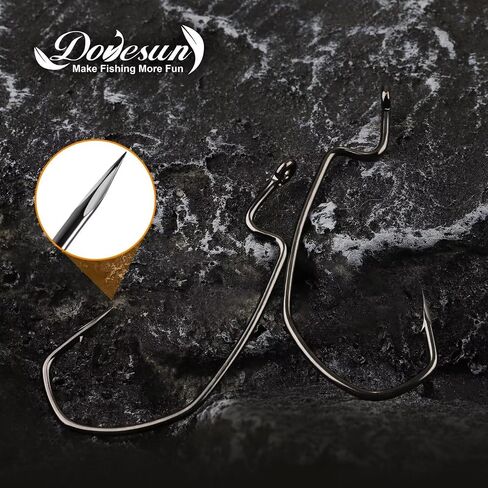 Dovesun EWG Offset Worm Hooks for Bass Fishing 100PCS/50PCS Texas Rig Hooks for Freshwater Saltwater 1# 1/0 2/0 3/0 4/0 in Kuwait