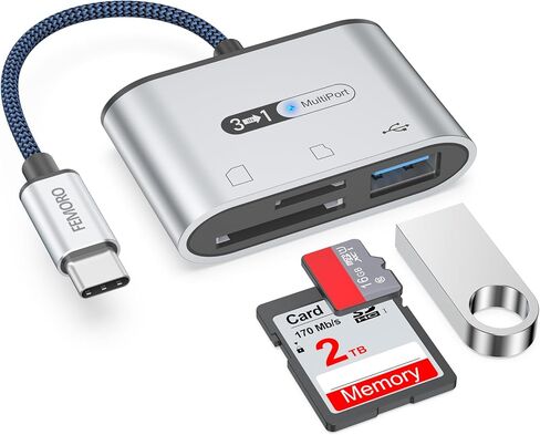 SD Card Reader for Android Phone iPhone 15, USB C 3-in-1 Memory Card Adapter 5Gbps Data Trandfer Speed 2TB Capacity for Type C Devices in Saudi Arabia