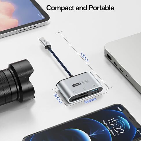 SD Card Reader for Android Phone iPhone 15, USB C 3-in-1 Memory Card Adapter 5Gbps Data Trandfer Speed 2TB Capacity for Type C Devices in Saudi Arabia