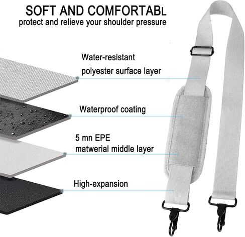 Askuko Shoulder Strap 56 Inch, Universal Adjustable Shoulder Belt Replacement Laptop Bag Shoulder Strap with Metal Hooks for Briefcase, Laptop Messenger Crossbody Bag, Luggage Duffel Camera, Black in Saudi Arabia