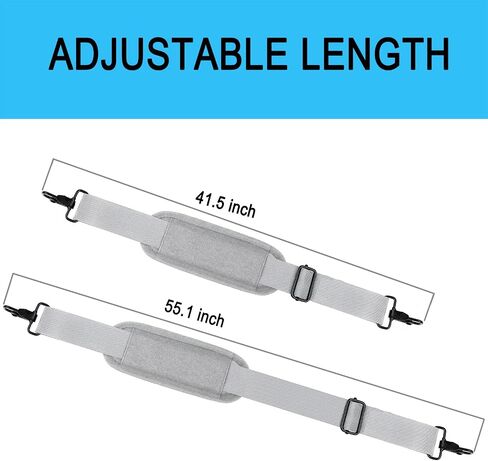 Askuko Shoulder Strap 56 Inch, Universal Adjustable Shoulder Belt Replacement Laptop Bag Shoulder Strap with Metal Hooks for Briefcase, Laptop Messenger Crossbody Bag, Luggage Duffel Camera, Black in Saudi Arabia