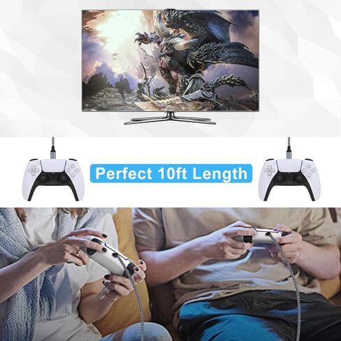 16.4FT Charger Cable for PS5/ PS5 Pro/Xbox Series X/S Controller, Blue | Charging Cable for Switch Pro, Replacement USB Charging Cord Nylon Braided Type-C Ports Accessories for PS5/for Xbox Series X in Saudi Arabia