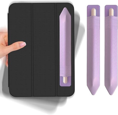 Pencil Holder Compatible with Pencil 2nd Generation and 1st Gen, [Stylus Pens Protected and Safe] Elastic Pencil Pouch Adhesive Sleeve Attached to Case for Stylus Pens -Purple - 2pc in Saudi Arabia