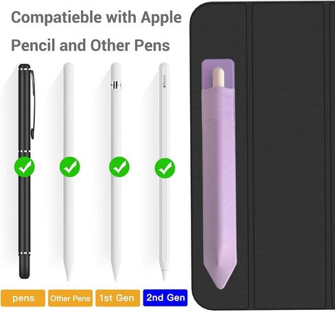 Pencil Holder Compatible with Pencil 2nd Generation and 1st Gen, [Stylus Pens Protected and Safe] Elastic Pencil Pouch Adhesive Sleeve Attached to Case for Stylus Pens -Purple - 2pc in Saudi Arabia