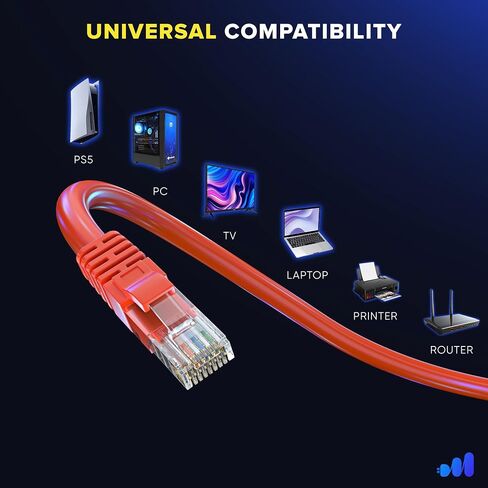 Maximm Cat 6 Ethernet Cable 15 ft (24-Pack) - High-Speed LAN Cable, Internet Cable, Patch Cable, and Network Cable - UTP, 10Gbps, 550MHz Ethernet Cord - Black in Kuwait