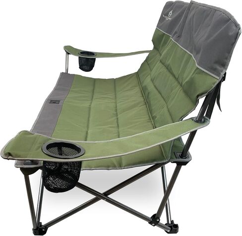 مقعد أسود للتخييم من سييرا، أريكة مبطنة في الهواء الطلق منخفضة إلى الأرض، كرسي شاطئ مزدوج شديد التحمل يدعم 500 رطل، مع حاملي أكواب مثاليين للأحداث، والفناء، والخياطة in Kuwait