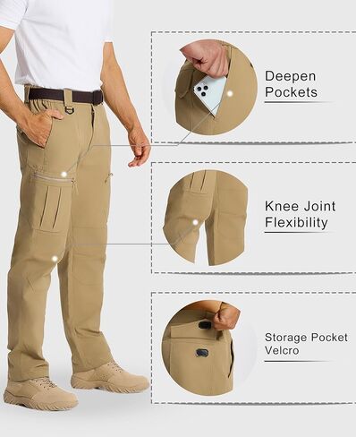 سراويل Susclude Cargo للرجال - سراويل تكتيكية للمشي لمسافات طويلة، سراويل Ripstop خفيفة الوزن للقتال العسكري في الهواء الطلق in Kuwait