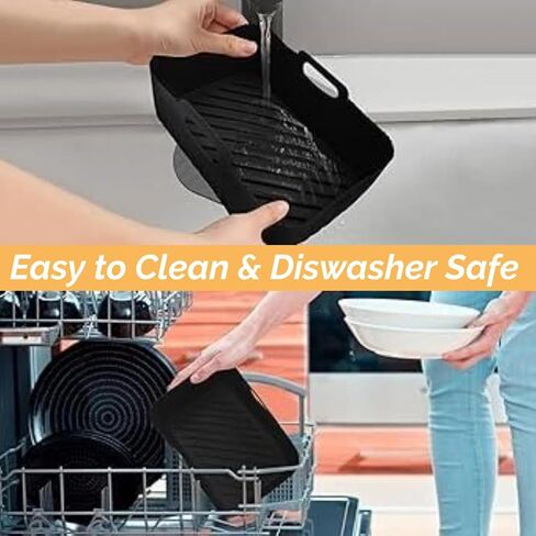 طقم مقلاة هوائية من السيليكون غير لاصق، خالية من مادة BPA، تصميم مستطيل، قابلة لإعادة الاستخدام، تناسب Ninja Dual، عبوة من وحدتين in Saudi Arabia