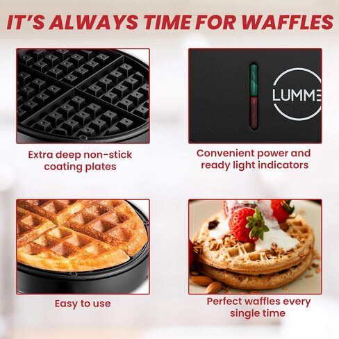 Lumme Waffle Maker Electric Waffle Maker Machine Waffle Iron for Individual Waffles, Paninis, Hash browns, other on the go Breakfast, Lunch, or Snack (Black) in Saudi Arabia