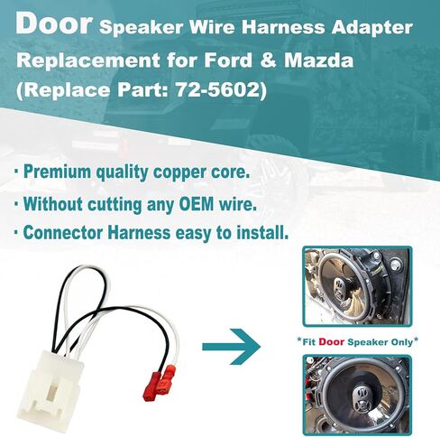 72-5602 Car Replacement Door Speaker Wiring Harness Plug Connector for 2011-2021 Ford F-150 Fusion Escape Focus Bronco Mustang Mondeo MK4 Mazda 2 3 6 CX5 Cable Plug Speakers Harness (Pack of 4) in Saudi Arabia