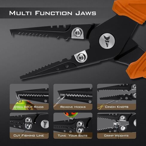 كماشة الصيد من KastKing، مقبض شفاه السمك أو مقياس السمك، أدوات صيد مقاومة للمياه المالحة، معدات صيد بمقبض مطاطي، حبل قصير، مزيل خطاف قطع الخط مع غمد، هدية صيد الجليد للرجال in Kuwait