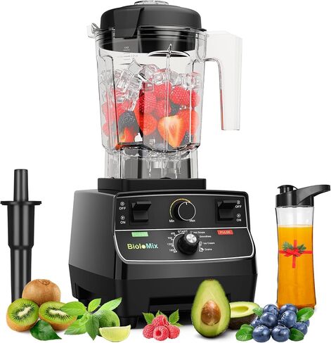 Biolomix Professional Smoothie Blender, Countertop Blender,Commercial Blender 2200W High Power with 68oz Pitcher, Smart Presets,blenders for kitchen for Ice, Soup,Frozen Dessert With 1 Juice Bottle in Kuwait
