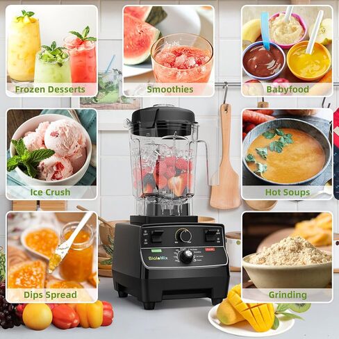 Biolomix Professional Smoothie Blender, Countertop Blender,Commercial Blender 2200W High Power with 68oz Pitcher, Smart Presets,blenders for kitchen for Ice, Soup,Frozen Dessert With 1 Juice Bottle in Kuwait